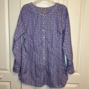 DULUTH Oversized Button Up Lavender Floral Long Sleeve with Pockets Size XL